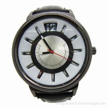 Promotional Wristwatch, Alloy Case with Leather Strap, Japan Quartz Movement